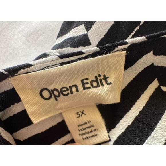 Open Edit Zebra Striped 3X Almost‎ Backless Puffy Sleeve Cropped Blouse Gorgeous - Picture 2 of 9